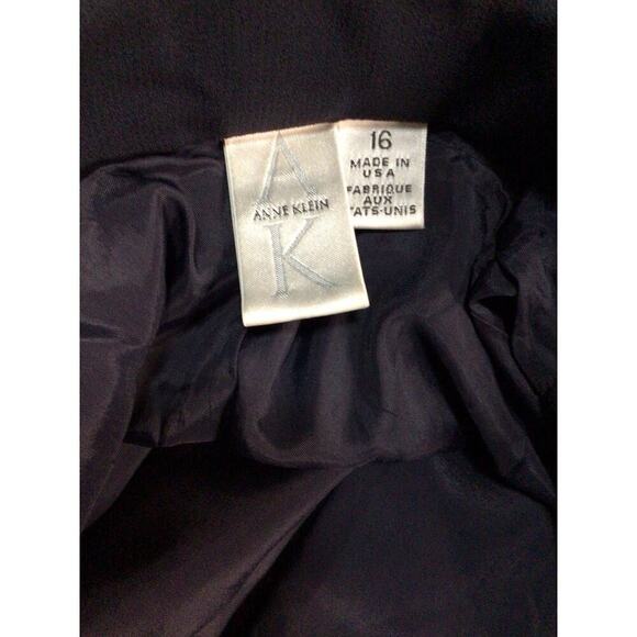 Anne Klein Navy Collared Long Sleeves Padded Shoulder Long Blazer Coat Jacket 16 - Picture 7 of 11